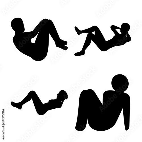 Various body exercise silhouette illustrations for effective abdominal workout routines