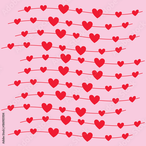 All over seamless vector repeat pattern with ditsy small red hand drawn doodle hearts tossed on white background. Simple cute Valentines day background.eps
