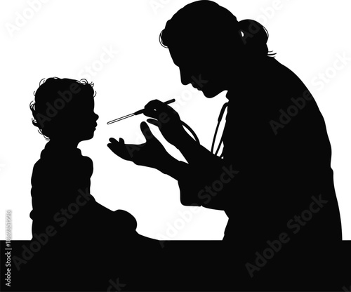 Pediatric Healthcare Medical Consultation Silhouette