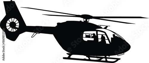 Black Silhouette Of Private Helicopter