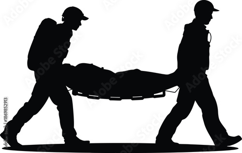 Medical Rescue Team Carrying Stretcher Silhouette