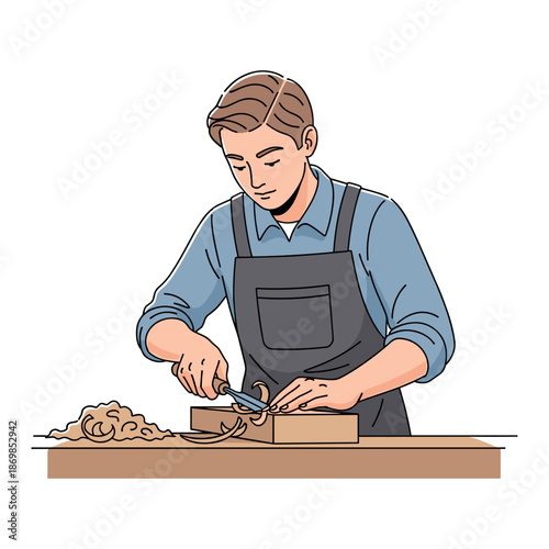 Woodworker Crafting Artisan Furniture