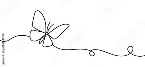 butterfly vector illustration. Butterfly line art design. One continuous line butterfly drawing.png and vector on transparent background..