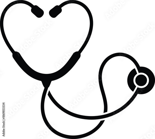 Heart-Shaped Stethoscope Icon