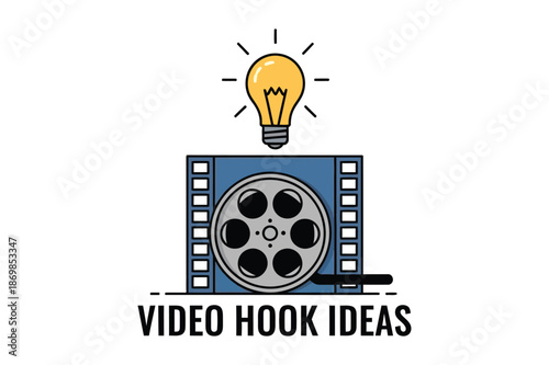 Creative Video Hook Ideas Icon with Film Reel and Lightbulb