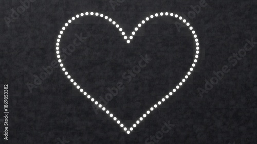 Dotted Heart Outline on Black Background – Love and Minimal Romance Symbol