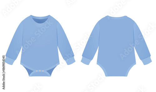 Blue long sleeve baby bodysuit. vector illustration	