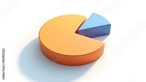 3D Pie Chart Model Isolated on White Background