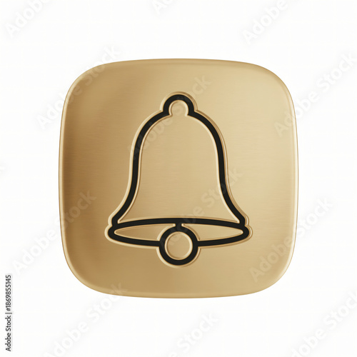gold bell symbol isolated on white background notification icon