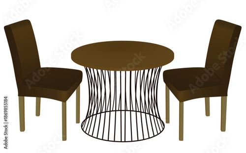 Coffee table and two chairs. vector illustration	