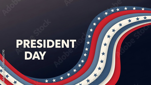 President Day celebration with patriotic wavy stripes