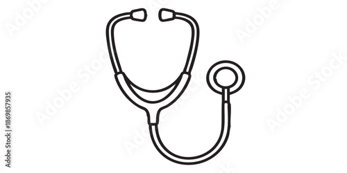 Stethoscope curved outline icon vector
