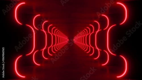 red modern lighting with interior empty concrete space. 4K 3D animation rendering sci-fi concept