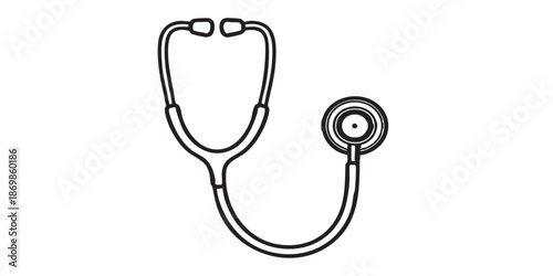 Stethoscope curved outline icon vector