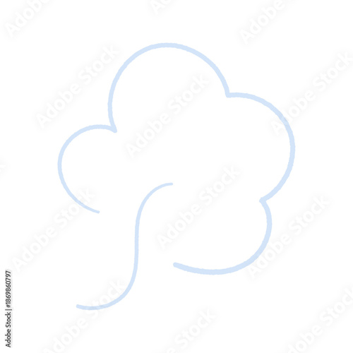 手書きのふわっと漂う水色の湯気や蒸気のイラスト素材 - 冬の寒気やため息･寒さを表すイメージの装飾