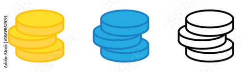 coin stack symbol. money icon. dollar sign. currency symbol. a design for app and website representing earning, salary, income, revenue, finance, savings and tip.