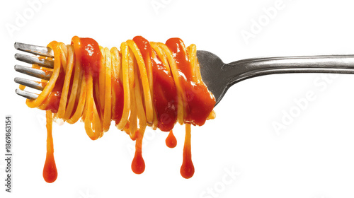 Spaghetti on Fork with Tomato Sauce