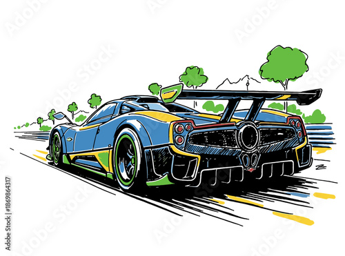 Build for speed. Car design for t shirt print, poster, sticker, background. Legend race graphic print. Extreme racing.