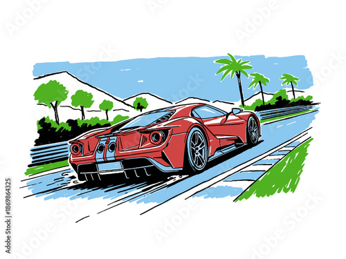 Build for speed. Car print design for t shirt print, poster, sticker, background. Legend race. Road speed graphic print.