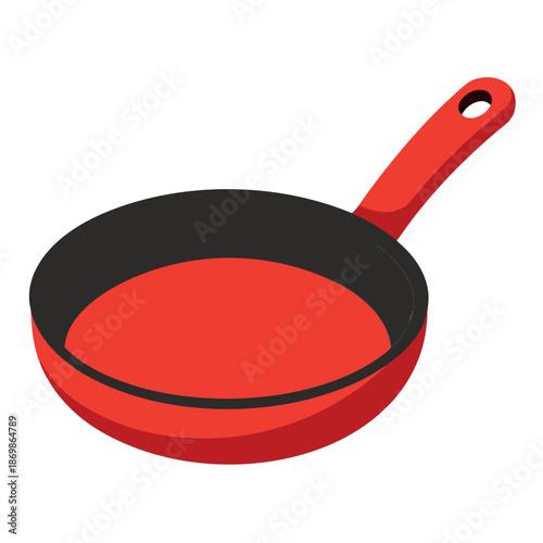 Red frying pan vector on white background 