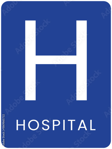 Hospital Sign with Large Letter H and Text