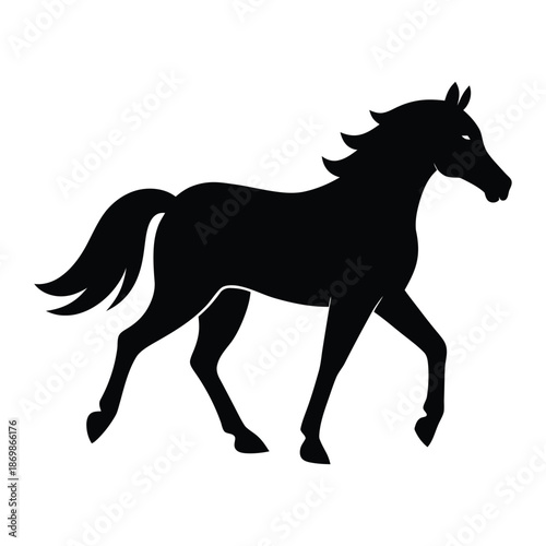 Horse Silhouette Vector Icon, Standing Equestrian Stallion for Ranch and Sport Symbol