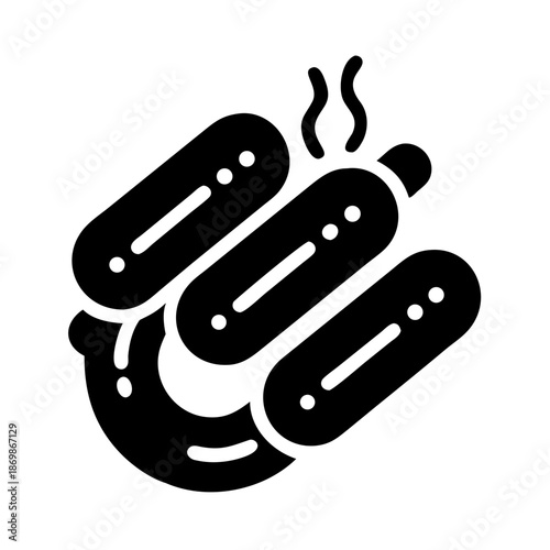 Hot and delicious grilled sausages or frankfurters, perfect for a hearty meal icon
