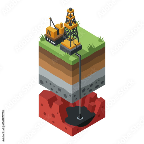 Oil Rig Drilling into the Ground.