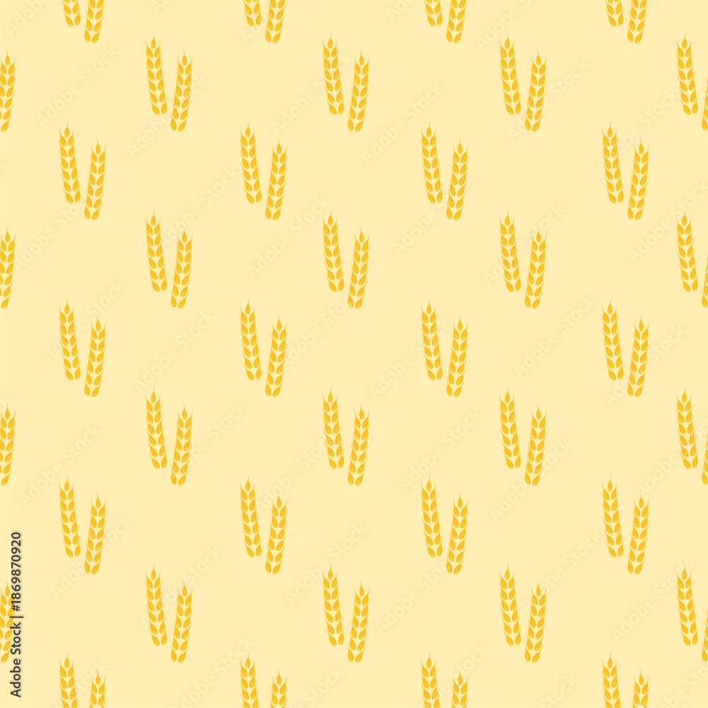Fototapeta premium Wheat and rye ears icon seamless pattern isolated on color background