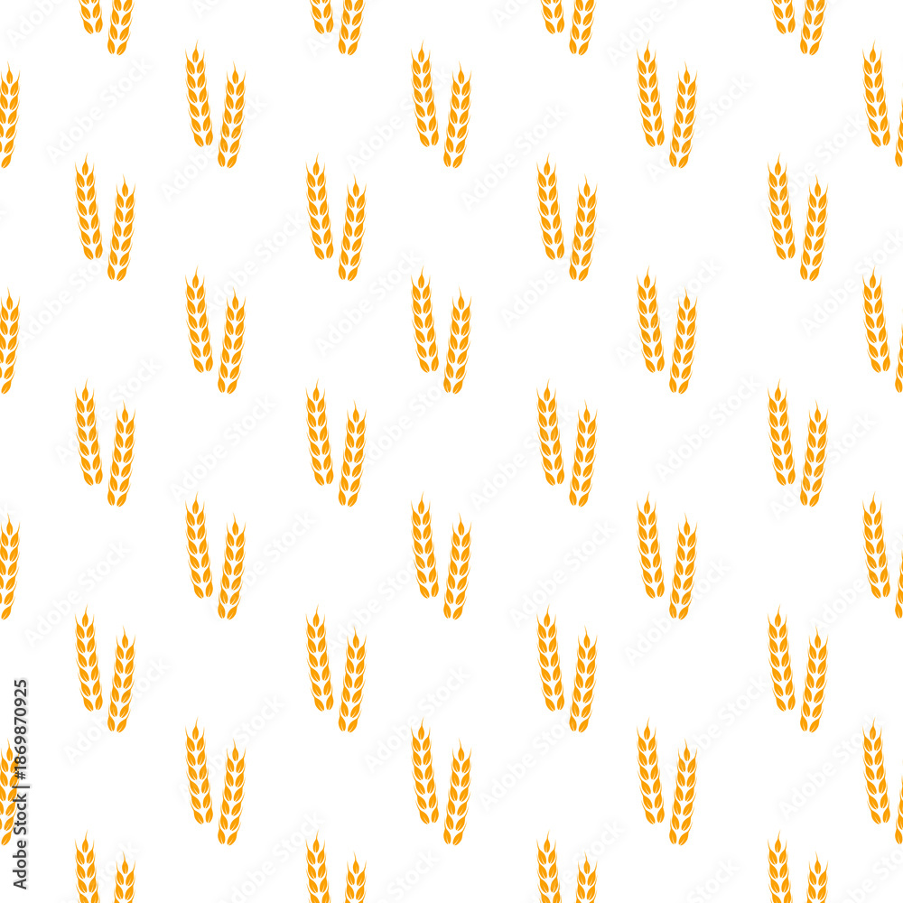 Fototapeta premium Wheat and rye ears icon seamless pattern isolated on white background