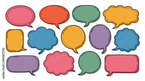 A collection of colorful speech bubbles for communication and expression.