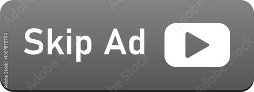 Gray skip ad button with white play icon and text video online