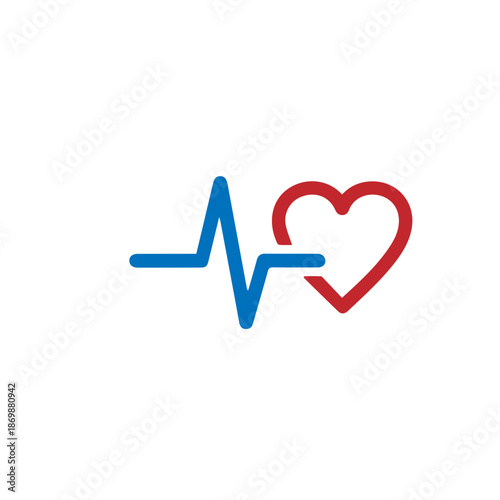 minimalist heart pulse icon illustration.  cardiology, medical pulse, ECG, EKG design, 