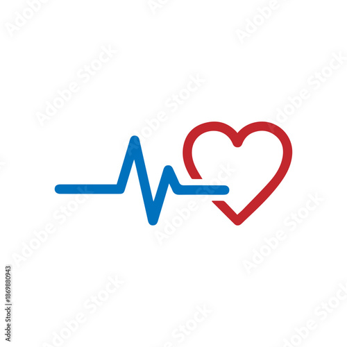 minimalist heart pulse icon illustration.  cardiology, medical pulse, ECG, EKG design, 