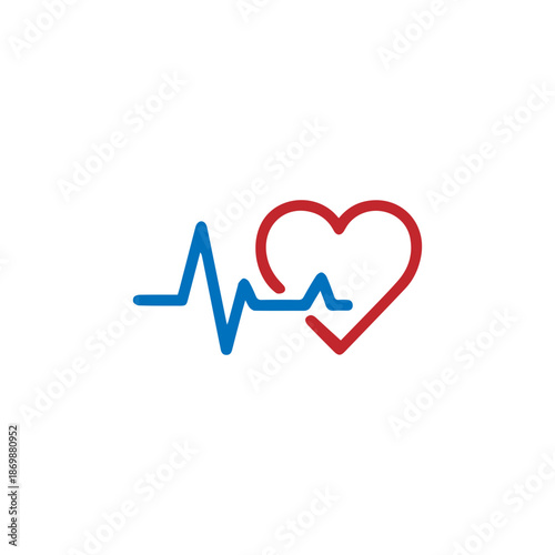 minimalist heart pulse icon illustration.  cardiology, medical pulse, ECG, EKG design, 