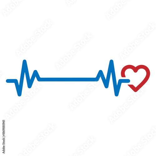 minimalist heart pulse icon illustration.  cardiology, medical pulse, ECG, EKG design, 