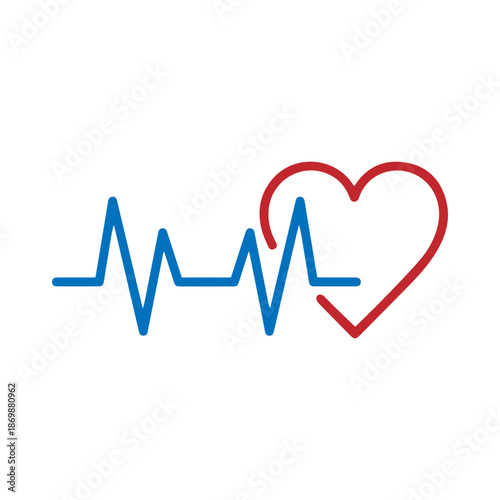 minimalist heart pulse icon illustration.  cardiology, medical pulse, ECG, EKG design, 