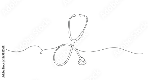Stethoscope continuous one line drawing on white background