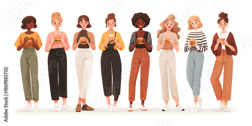 Diverse women enjoying donuts together, friendship and happiness concept