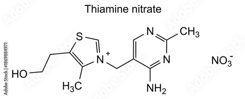 Thiamine nitrate, chemical structure of thiamine nitrate, drug substance