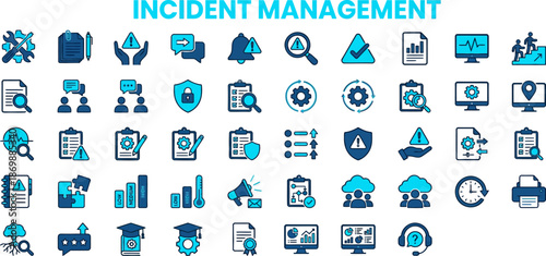 Incident Management Icons Set – IT Service, Monitoring, Alert & Response System