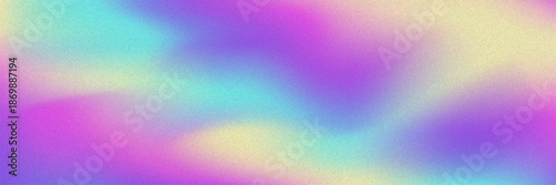 Noise Gradient Background. Abstract Grainy Bg In Pink, Purple And Blue Colors. Iridescent Hologram. Pearlescent Holographic Texture With Rainbow Foil. Watercolour Splash In Pearl Mesh Style