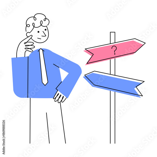 A doodle style illustration showing decision making