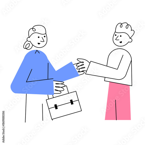 A hand drawn style illustration showing business dealing