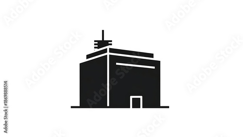 Simple black and white building icon