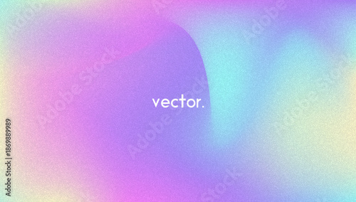 Noise Gradient Background. Abstract Grainy Bg In Pink, Purple And Blue Colors. Iridescent Hologram. Pearlescent Holographic Texture With Rainbow Foil. Dynamic Mesh Splash With Watercolor Cloud
