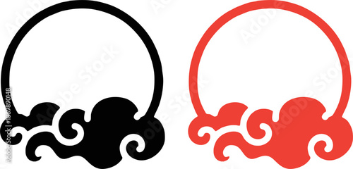Circular Asian Cloud Frame Vector
