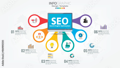 Seo optimization and digital marketing strategies infographic