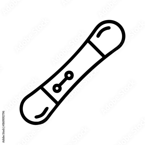 Snowboard for winter sports and leisure activities, outlined design on white background, copy space
