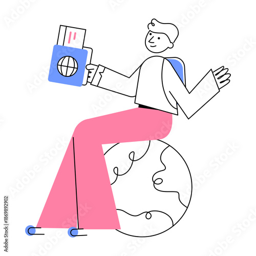 A drawing style illustration depicting study abroad